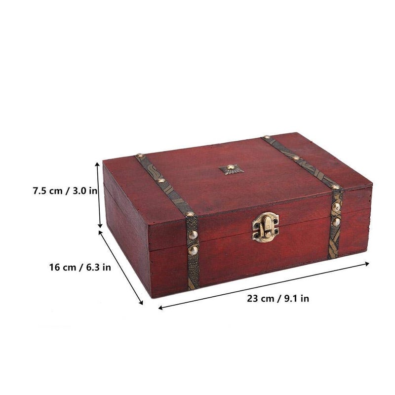 ZJchao Vintage Keepsake Box, Hand-Made Treasure Decorative Box Old-Fashioned Antique Decoration Displays Crafts Wooden Photo Storage Box for Home, Office - Image 3